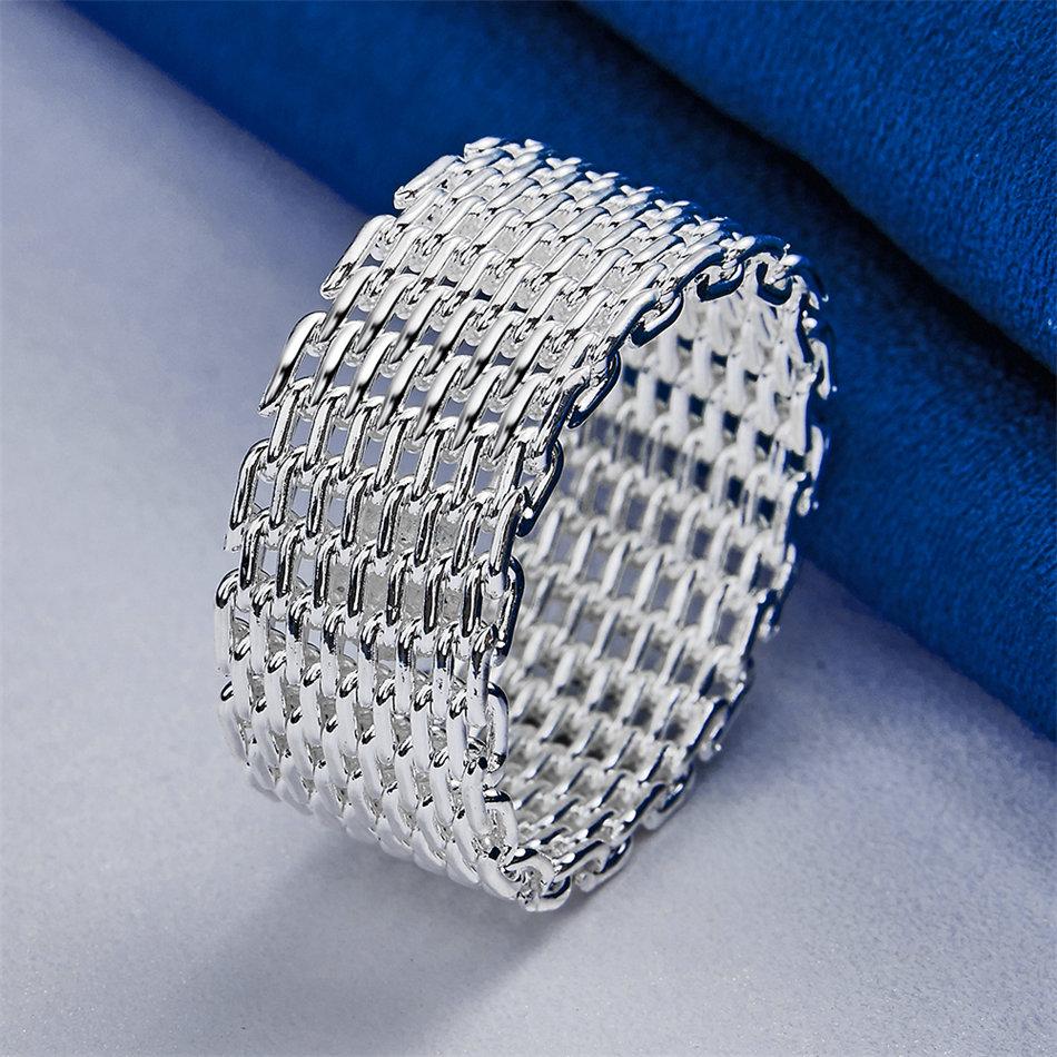 1 pezzo di anello intrecciato squisito in argento sterling 925, misure 6-10, per uomo e donna, gioielli alla moda per matrimoni, regali e accessori