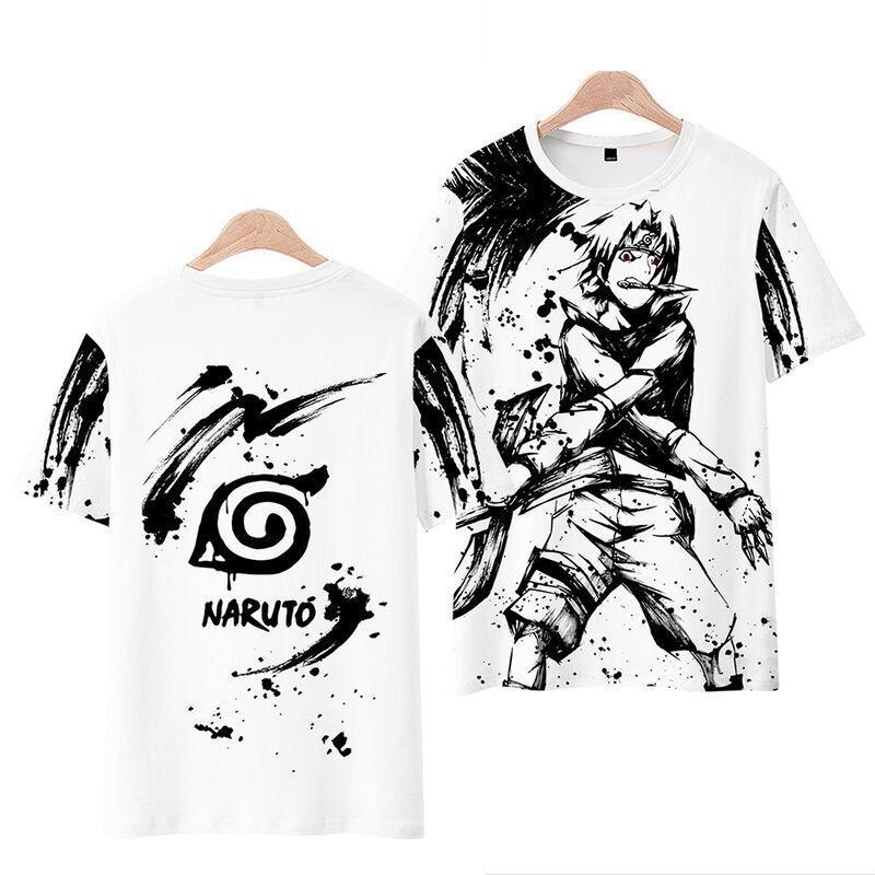 Japanisches Manga 3D-gedrucktes Kurzarm-T-Shirt Sommer Atmungsaktives Polyester Einfaches Rundhals-Oberteil