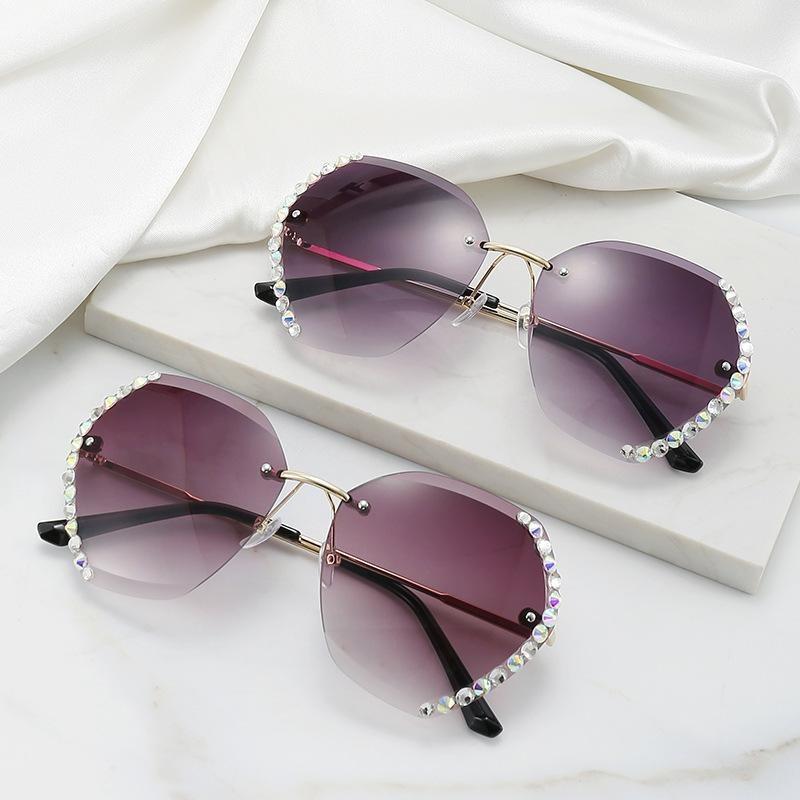 Oversized Rimless Square Sunglasses Women Luxury Fashion Gradient Clear Lens One Piece Men Gafas Glasses