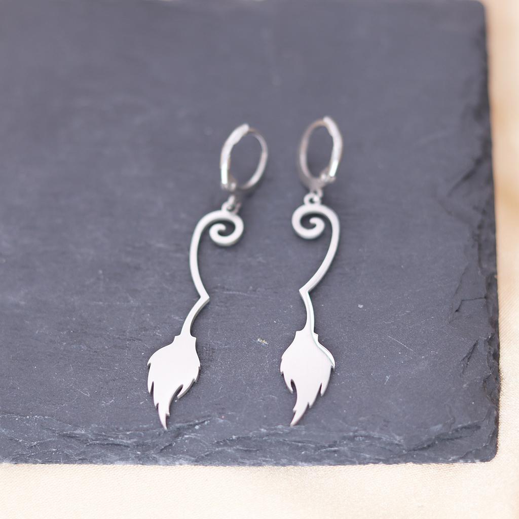 Kinitial Stainless Steel Death Moth Sun Moon Snake Mushroom Cactus Hamsa Hand Horse Earrings For Women Trendy Piercing Jewelry