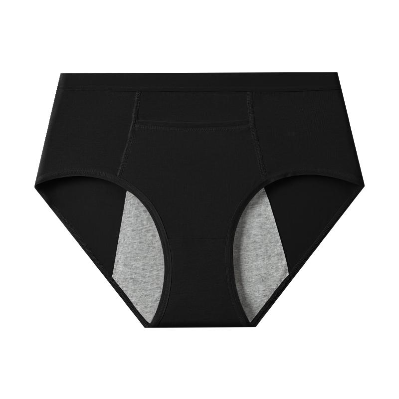 

Женские менструальные трусики Широкие трусы для периода Защита от протекания Физиологическое нижнее белье со средней посадкой Хлопковые женские трусы M чёрный