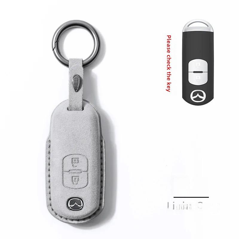 Mazda Car Key Cover Premium Leather Flip Key Case Compatible with Mazda 3 4 5 Models Auto Accessories Shell Buckle Bag