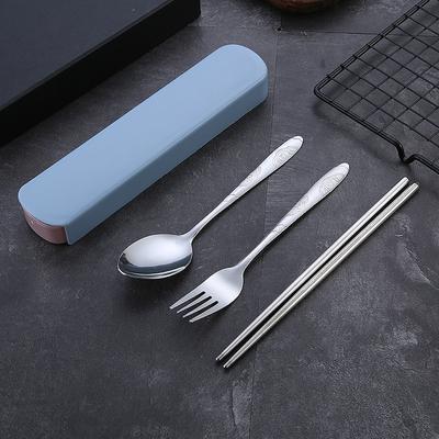 2/3Pcs/Set Stainless Steel Portable Tableware Set - Durable and Collectible Fork, Spoon, Chopsticks with Box Perfect for Outdoor