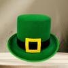Elegant Green Homburg Leprechaun Styling Hat with Unique Yellow Buckles Wide Brimmed Western Hat for Casual Wear