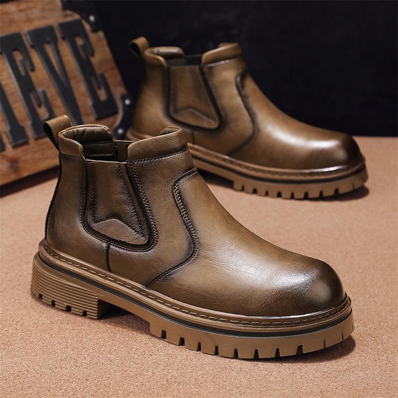 

Мужские ботинки Мартин лето 2025 британский ветер локомотив Хуэйчжоу универсальные мужские черные рабочие водонепроницаемые кожаные ботинки 44 темно-коричневого