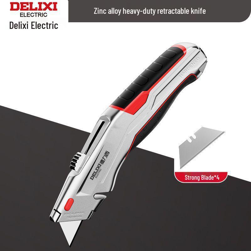 Heavy-Duty Industrial Folding Utility Knife with Thick All-Steel Retractable Blade for Electricians and Cable Work.