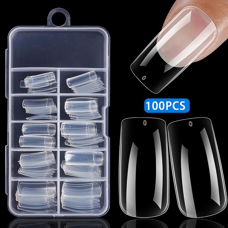 100Pcs/Box Nails No Polishing Press On False Nails Polishing-Free Nail Patch High Transparent Soft Gel Nail Tips For Extension
