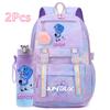 2Pcs/set Cute K-Pop Demon Hunters Printed Backpack with 750Ml Water Bottler for Teenager Student Girl Boy Large Capacity Waterproof Bookbag Travel Bag