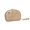 Mirachic Genuine Leather Card Case, Greige, Elephant-Shaped, Compact, Cute, Kids', Grained Leather, Accordion Wallet, Large Capacity, Point Card