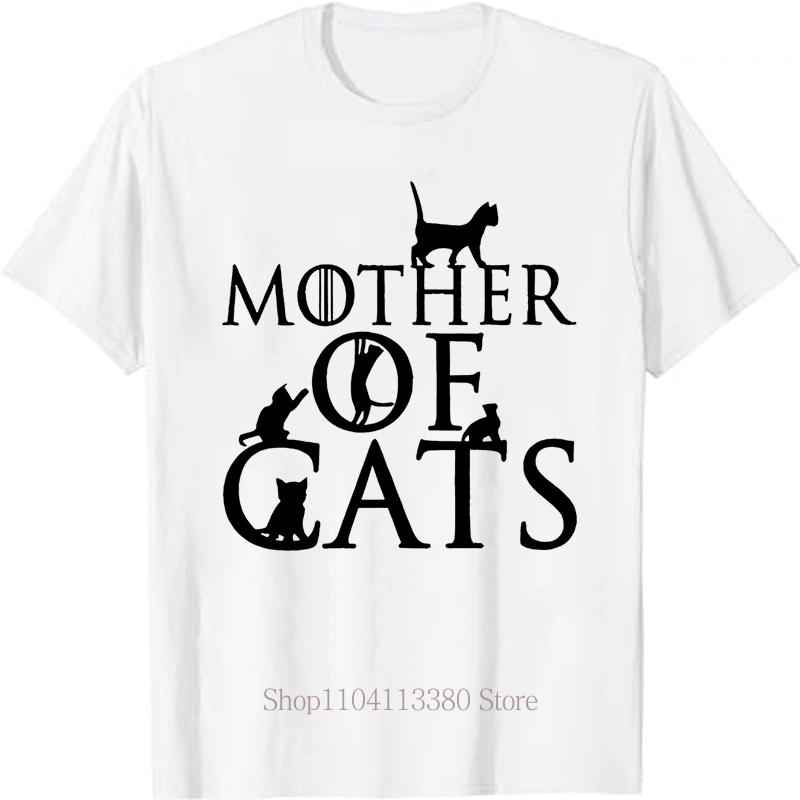 Mother of Cats Print Tshirts Summer Funny Fashion Casual Tops for Women Oversize Comfortable ONeck Short Sleeve Tshirts