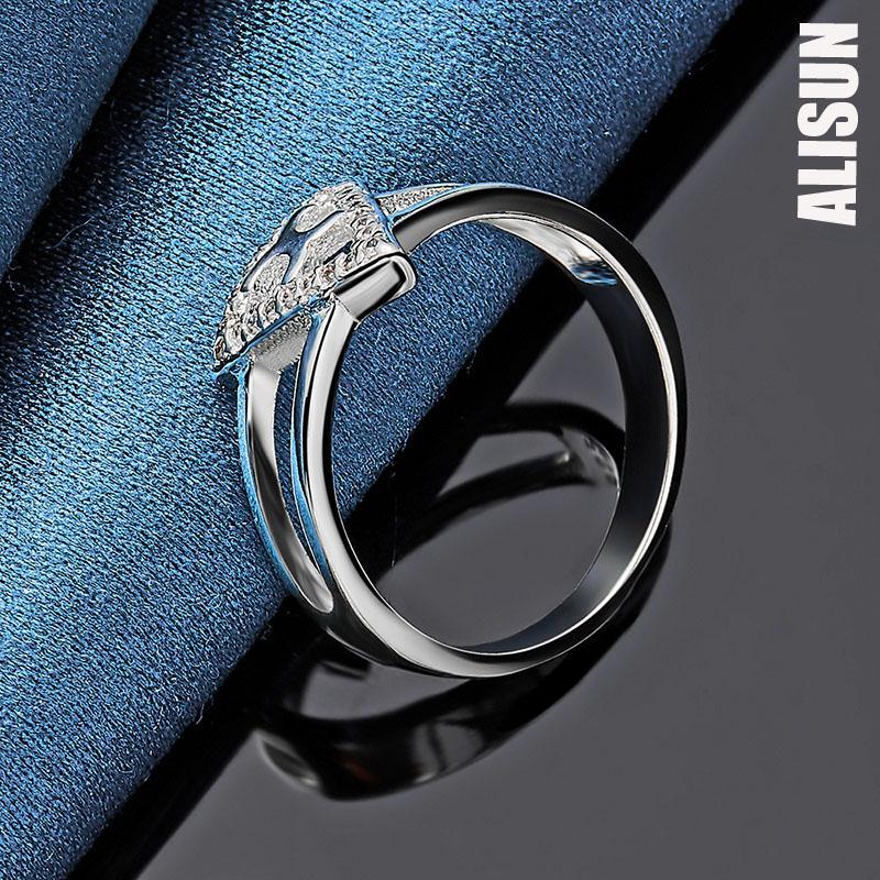 925 Sterling Silver AAA Zircon Triangle Ring Fashion Wedding Jewelry