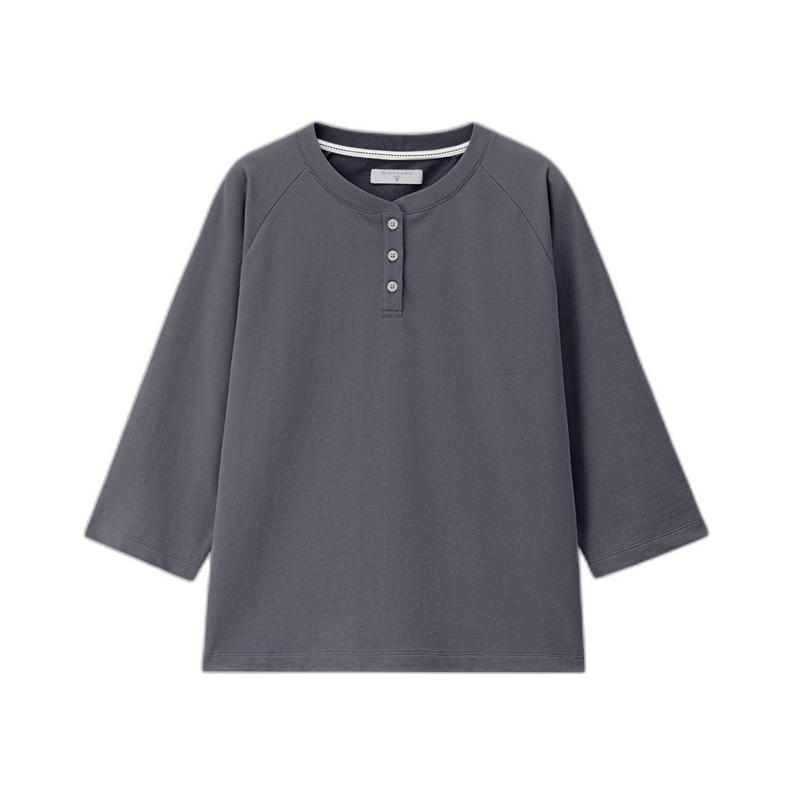 Giordano Women's Pure Cotton 3/4 Sleeve Henley Top