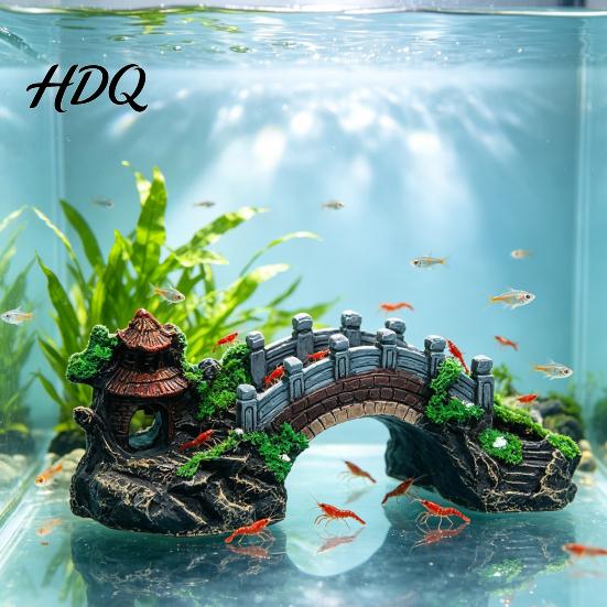 Non-Toxic Fish Accessories Aquarium Bridge Ornament Arch Miniature Tank Decor DIY Garden Mini Model for Terrarium Fairy Aquatic Life Safe Ornament