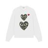 Relaxed Fit Cotton Sweatshirt With Heart Print Long Sleeve Crew Neck Fleece Lined Unisex Winter Casual Top