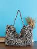 NORMAK Zebra Print Shoulder Tote Bag, Lightweight, Large Capacity, Black & White