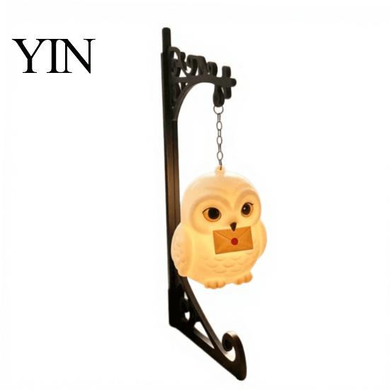 Relaxed Reading Light for Den Hanging Magic Owl Bird Deer Bookend Lamp, Gothic Metal Bookshelf Light, Portable Cordless Ghost Vintage Library