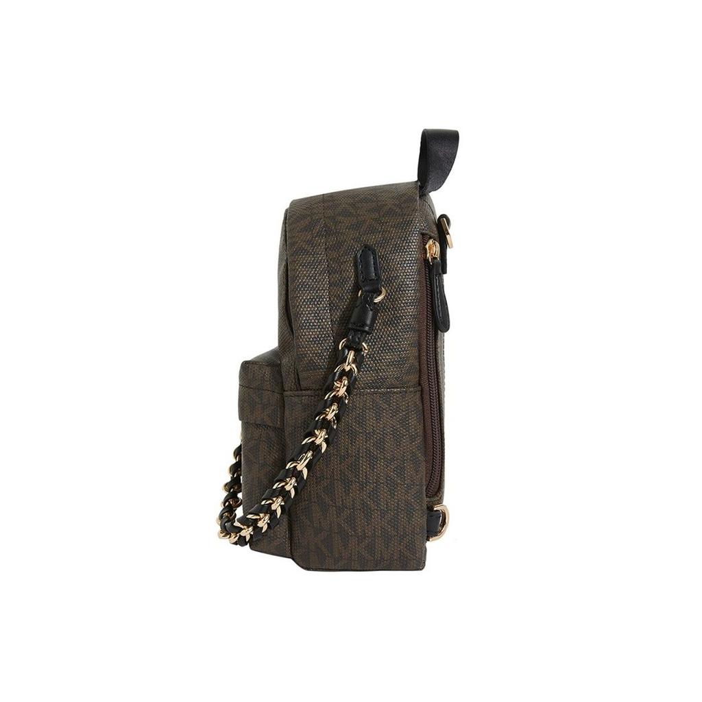 Michael Kors MK Slater Monogram Vintage Color Block Pletený řetěz PVC Batoh Mini Dámský batoh Hnědá Černá 30T0G04B0B-BROWN-BLK