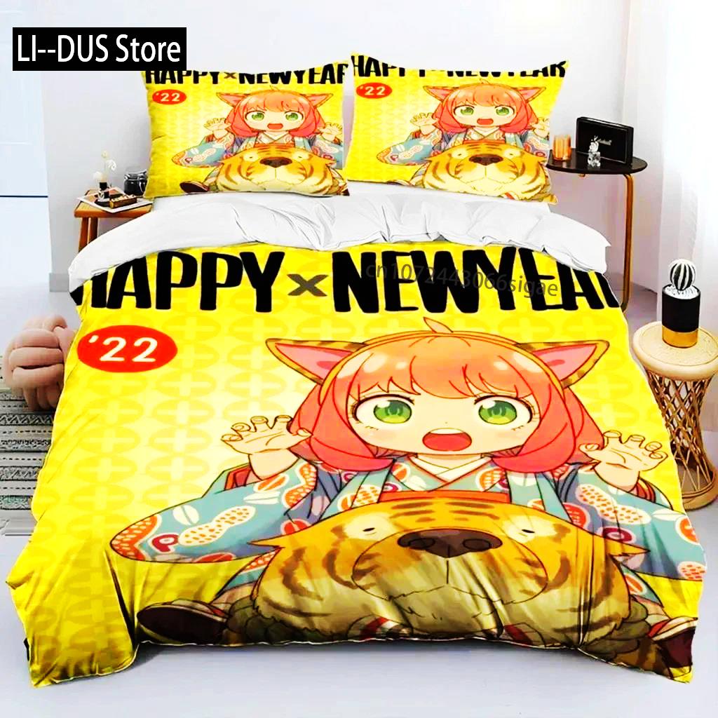 Anime SPY×FAMILY Anya Bedding Set Boys Girls Twin Queen Size Duvet Cover Pillowcase Bed Boys Adult Fashion Home Textileextile