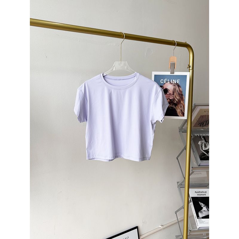 Lu Same Style Yoga Clothes T-shirt Women's Summer Shorts Loose Quick-Drying Breathable Sports Running Short Sleeve T-shirt Workout Clothes