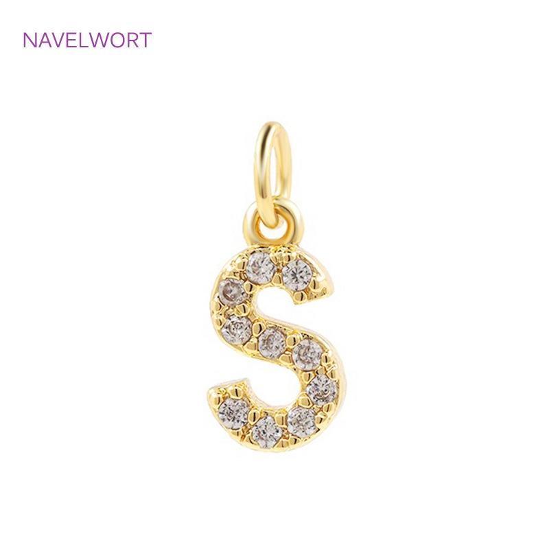 Luxury 18K Gold Plated Brass Inlaid Zircon 26 Letters Pendant Charms For Necklace Earring jewelry Making DIY Jewelry Accessories