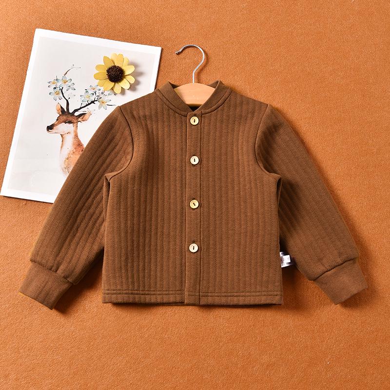 

Baby Quilted Long-Sleeve Top: Unisex Three-Layer Autumn/Winter Underwear Pajamas 120cm (for height ~110cm)