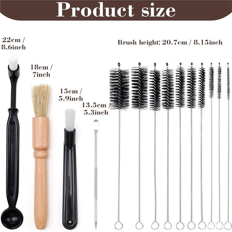 ABBP-14 PCS Coffee Grinder Cleaning Brush Set, Espresso Machine Brush Kit With Straw Brushes Tools For Home & Commercial Use