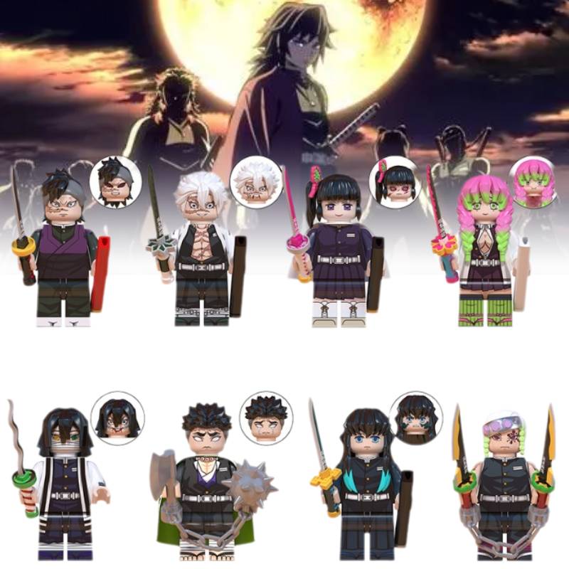 8pcs Slayer Demon Anime Character Building Blocks Assembly Toy Set Gift Children