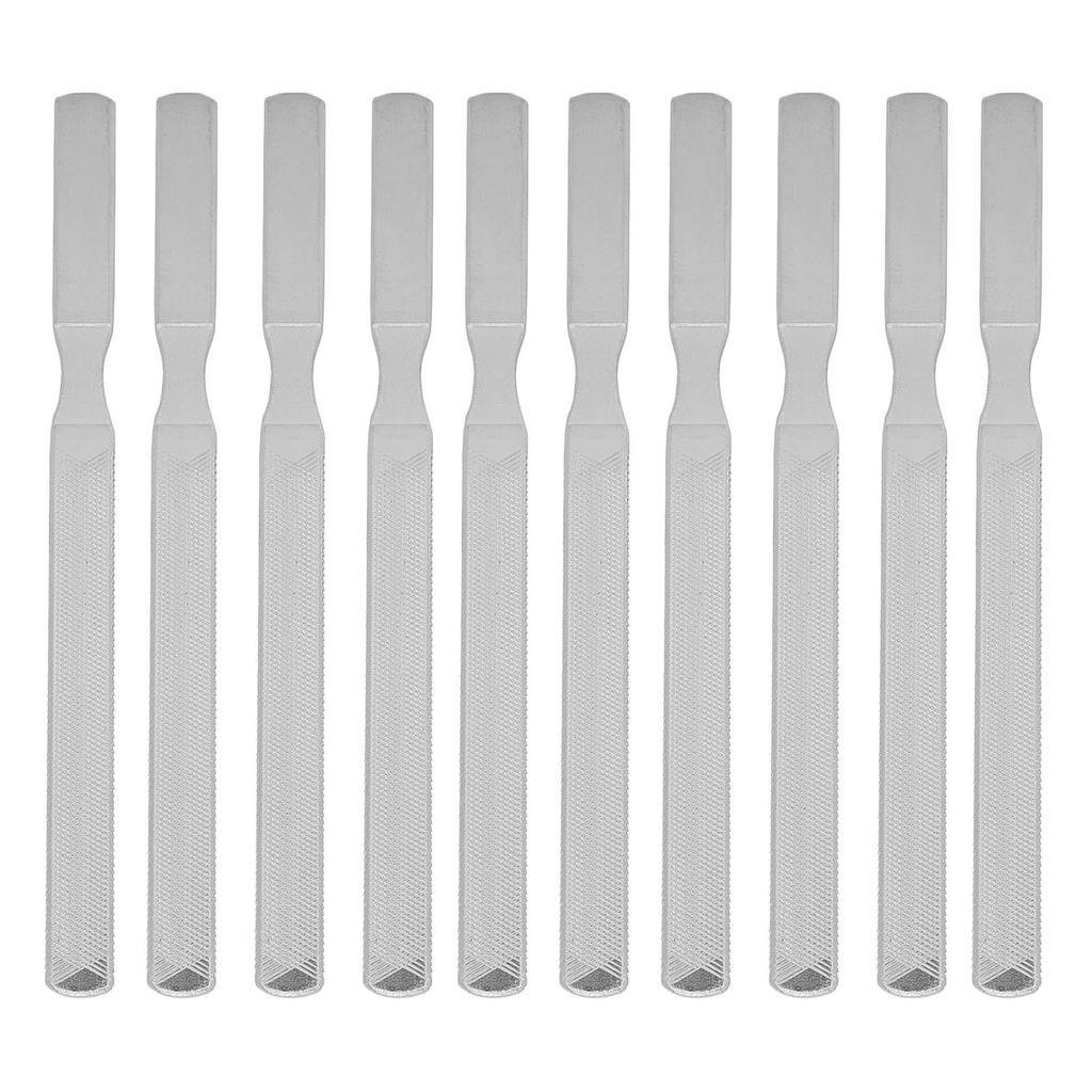 10pcs Stainless Steel Nail Files with Anti Slip Handle 4 Sides Double Sided Metal Nail Files 130mm