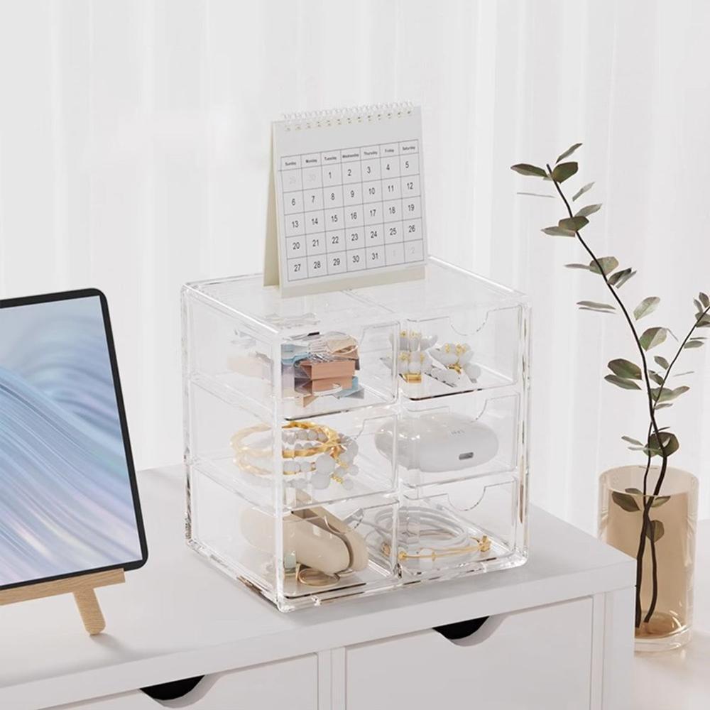 Transparent Acrylic Storage Box Dust Division Large Capacity Multi-Layer Jewelry Display Stand Desktop Drawer Organizer Box