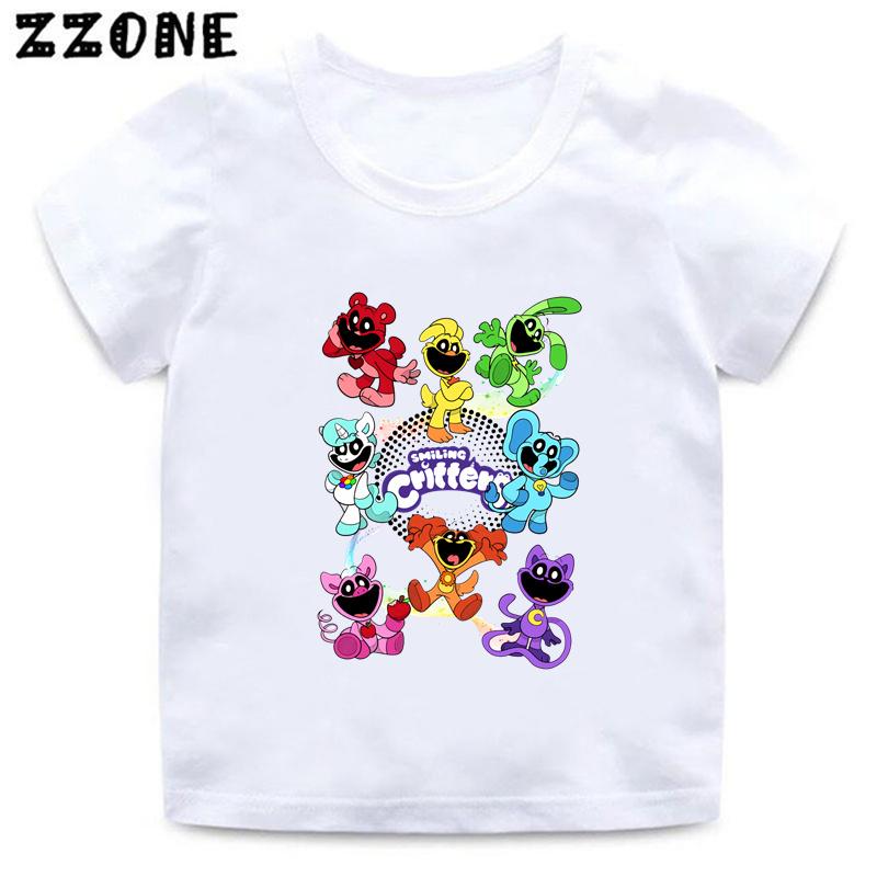 Summer Tops Hot Sale Smiling Animal Print Cartoon Children's T-Shirt Girls' Clothing