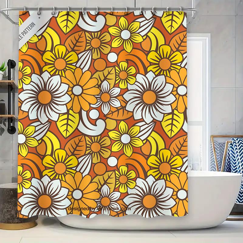 

Vintage Floral Shower Curtain Waterproof Bathroom Decor For Your Home! 90x180cm