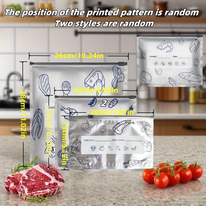 Aluminum Foil Refrigerator Storage Bags Reusable Perfect for Kitchen Organization In The Refrigerator  Zipper Fresh-Keeping Bags