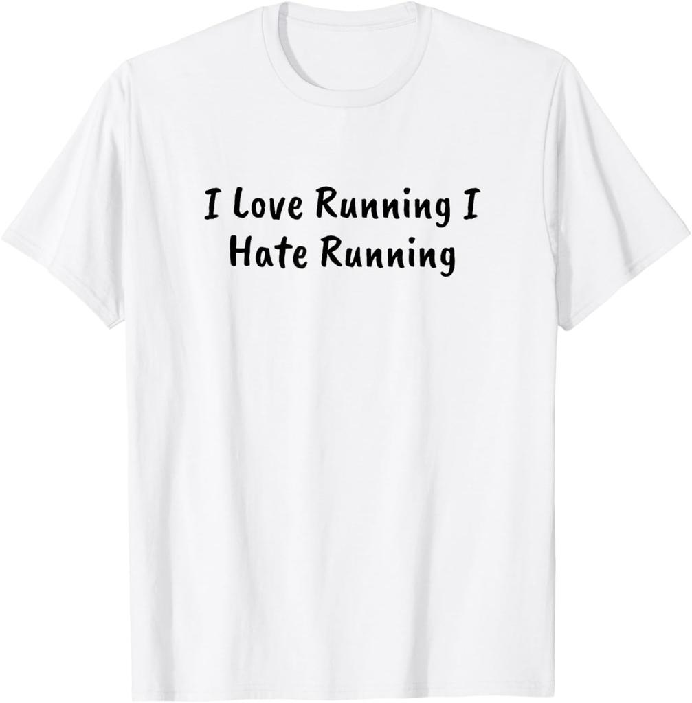 Funny Sarcastic Mens I Hate Running Tshirt Marathon Runner Fitness Workout Tee for Guys Cotton Printed Short Sleeve Shirts Y2k