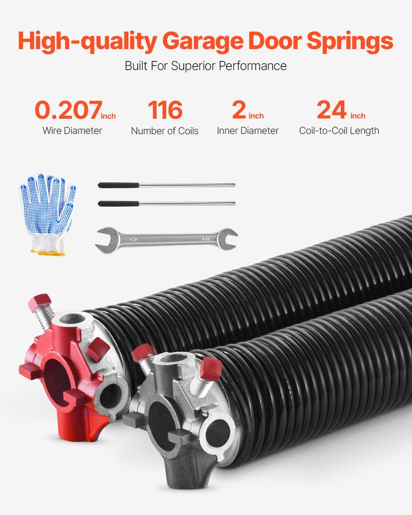 SucceBuy Garage Door Torsion Springs Pair Cycles Electrophoresis Black Coated for Replacement Garage Door Springs