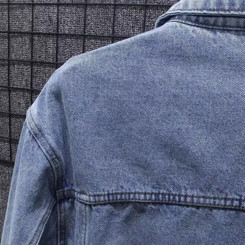 Men's Trendy American Retro Light Blue Denim Jacket - Loose Fit for Spring and Autumn