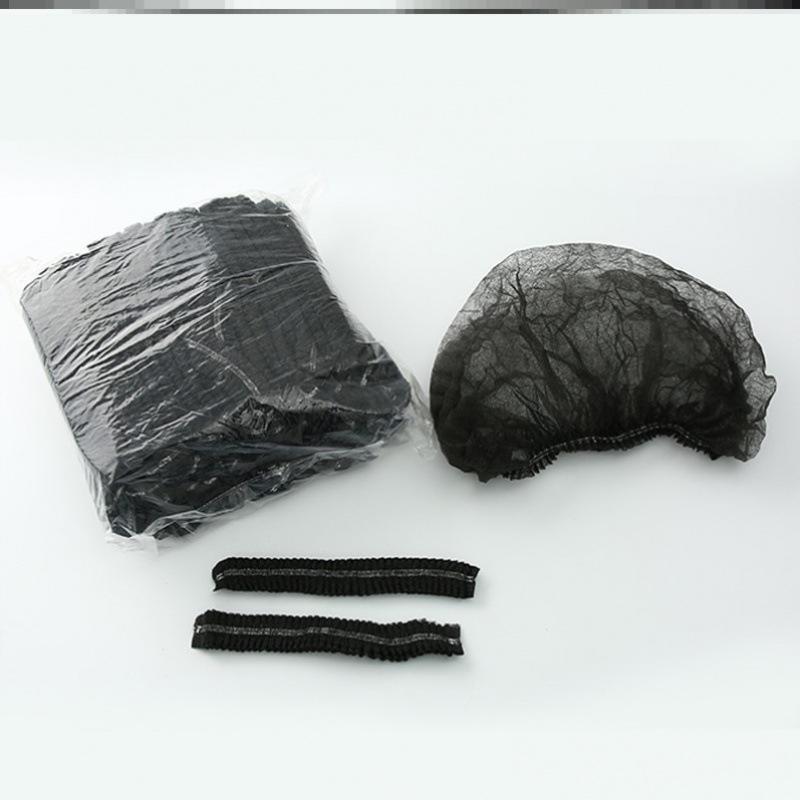 Disposable Black Hairnet Cap - Non-woven Fabric for Industrial Use