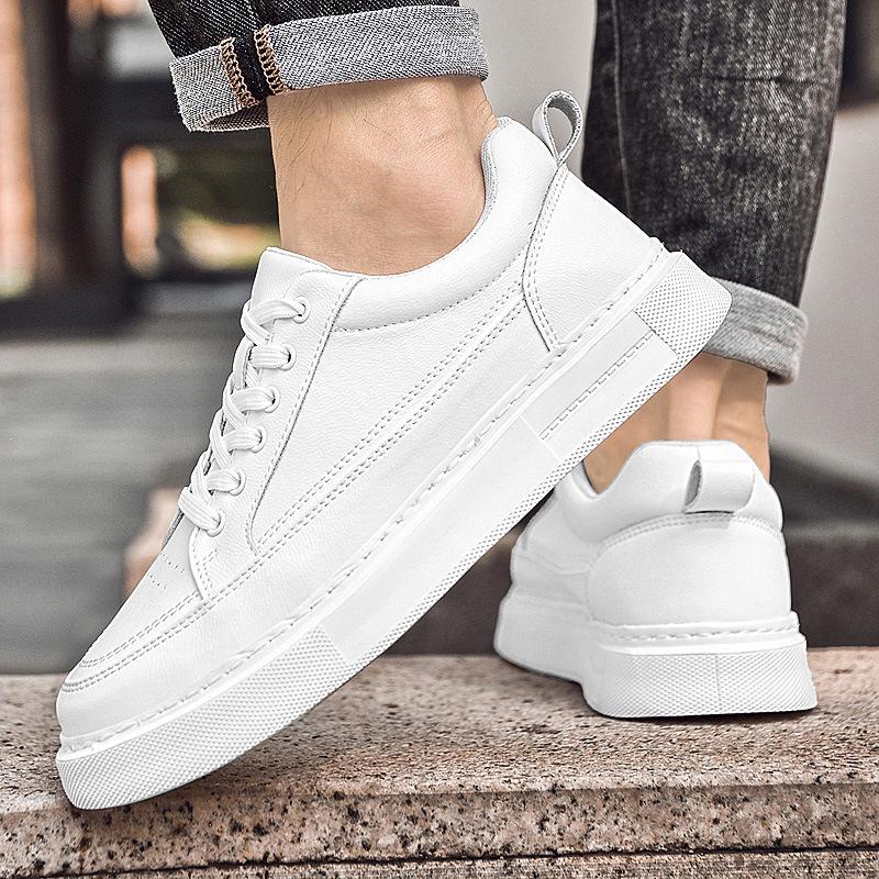 Men’s Genuine Leather Lace-up Sneakers - Large Size, Comfortable, Breathable, Versatile Casual and Work Shoes, Round Toe for Autumn & Winter