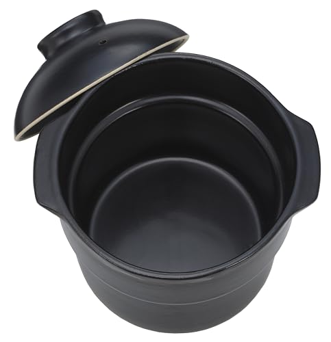 CCP TETTORI Microwave Cooking Earthenware Pot (BF-DN97-BK) - Cooks Rice, Simmers, and Steams - 3-in-1, Microwave/Stovetop Compatible