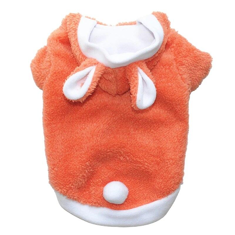 

Теплая флисовая одежда для собак для маленьких собак, пальто, куртка, костюм с капюшоном, костюм мопса, чихуахуа, милый кролик, одежда для косплея, наряды XS