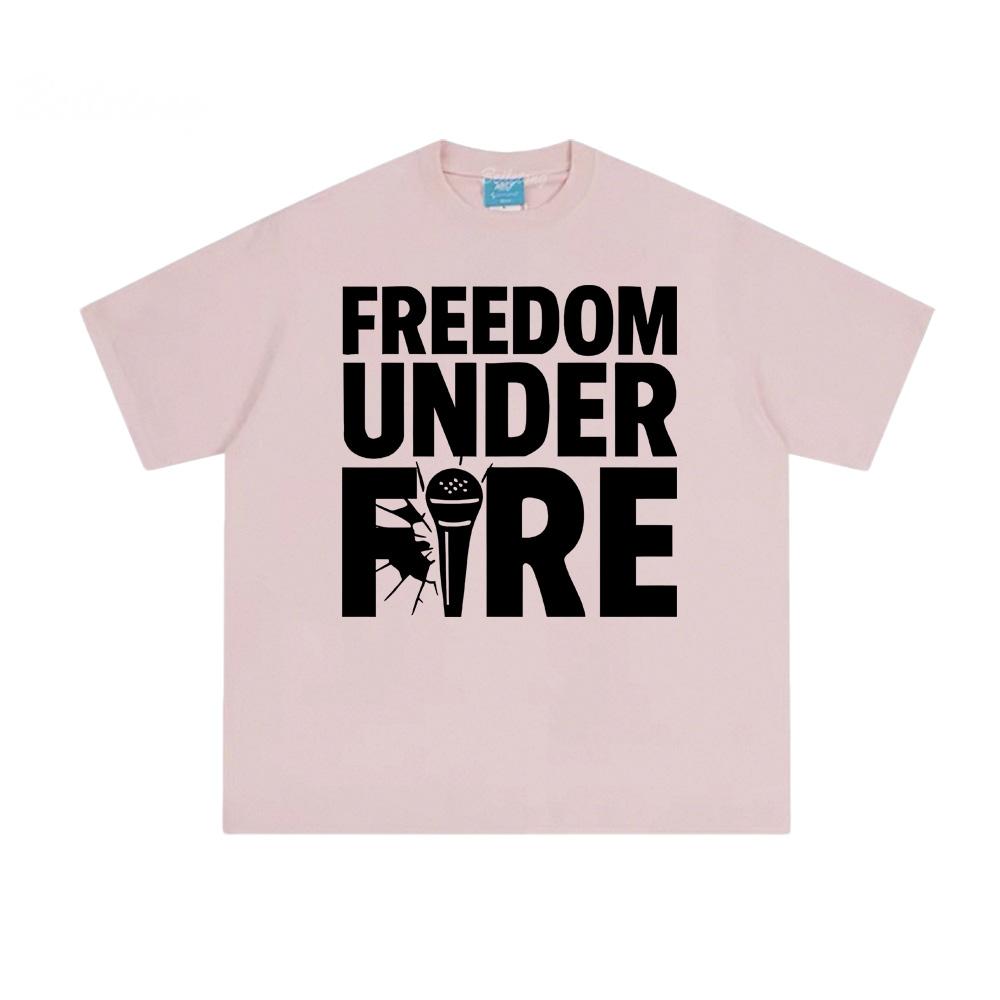 FREEDOM UNDER FIRE Tee American Charlie Kirk 100%Cotton High Quality Tee-shirt Sleeve Grunge Summer O-neck Female/Male Tees