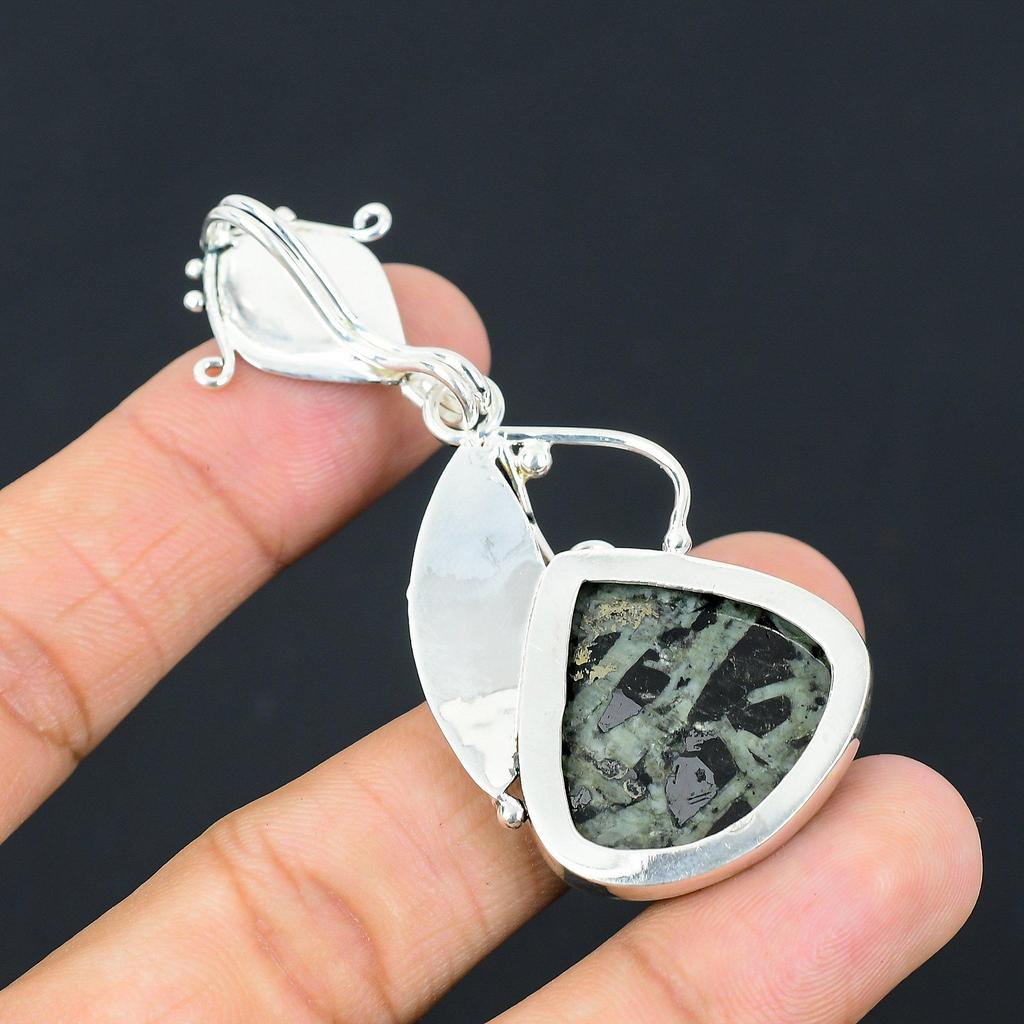 Halloween Deal Pear Star Galaxy Jasper Stone Sterling Silver Wedding New Pendant