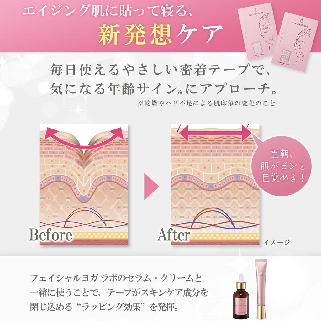 Facial Yoga Lab Wrinkle Smoothing Tape Free Supervised by the Facial Yoga tape for wrinkles between the and face Wrinkle (10 Sheets, Cut) -