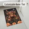 Cow Highland Theme Crystal Velvet Rug Personalized Custom Name Text Soft Floor Mat Home Decor