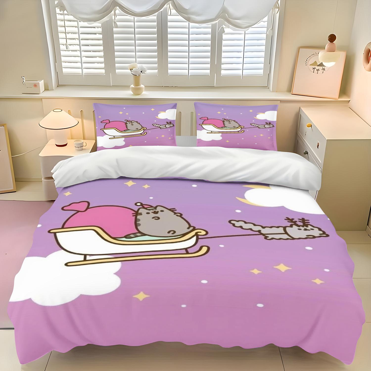 

Підковдра Наволочка Комплект постільної білизни Мультяшний P-PusheenS Кіт Дорослий Хлопчик Дівчинка Декор Спальні Дитячий Односпальний Двоспальний Великий Розмір 135x200cm