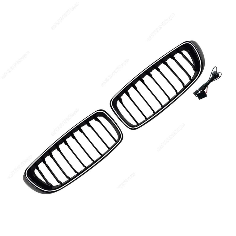 Car Front Bumper Grille LED Light  Racing Grill Single/Double Line Kit For BMW 4 Series F32 F33 F36 2014-2020 Gloss Black Tuning