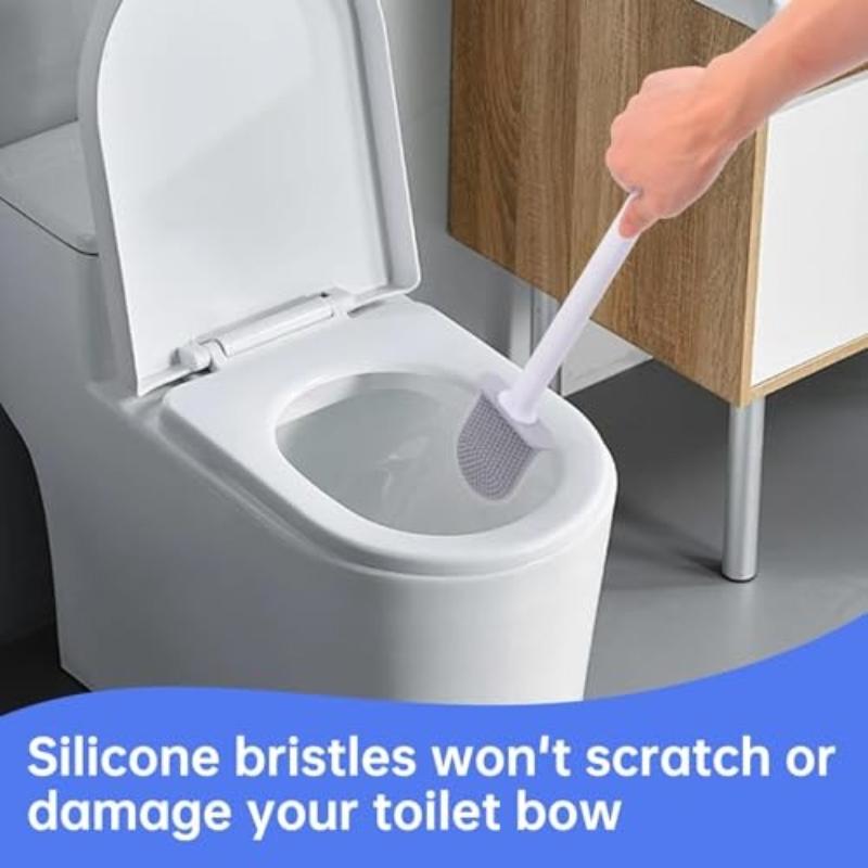 Soluție de curățare pentru perie de toaletă din silicon suspendată cu mâner lung Soluție de curățare flexibilă Perie de baie Suport cu uscare rapidă Accesorii pentru baie