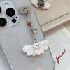 Cartoon Flocking Cat Pendant Keychain Y2K Butterfly Wings Key Ring For Women Girls Cute Camera Bag Pendant Decoration Gifts