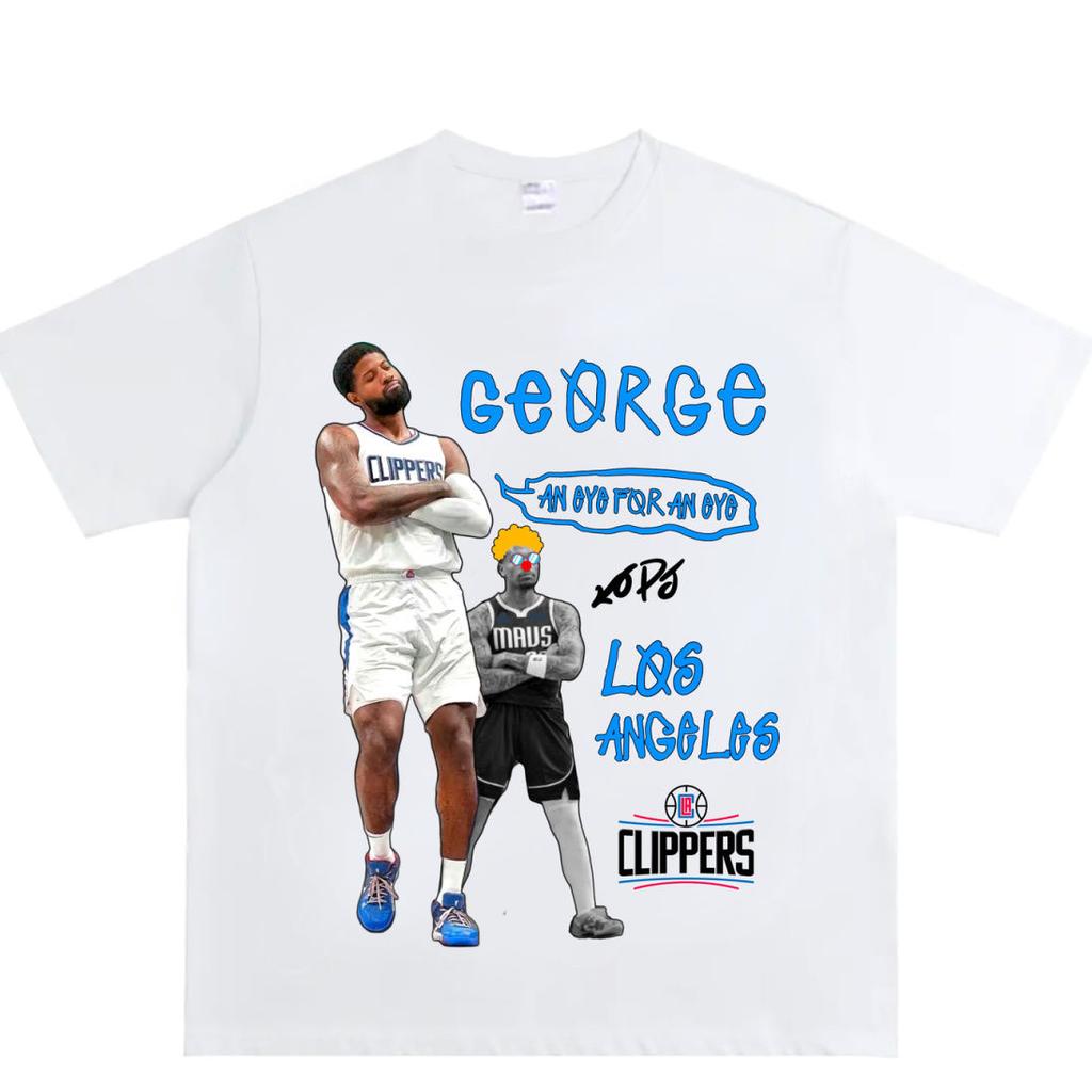 American Paul George Graffiti Design Original Loose Sports Heavyweight Sweat-absorbing Short-sleeved T-shirt