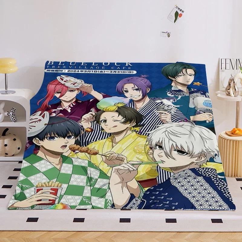 Anime Flannel Blanket Sofa B-Blue Lock Microfiber Bedding King Size Warm Winter Bed Fleece Camping Nap Fluffy Soft Blankets
