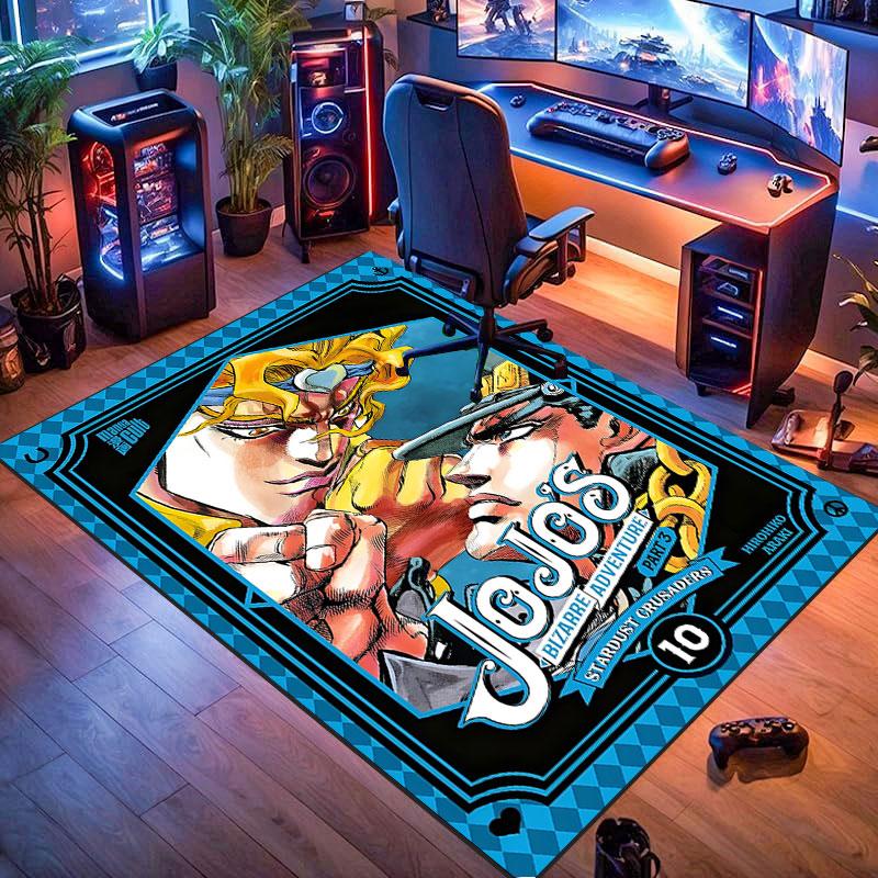 J-JoJo's Bizarre Adventure-themed rug, suitable for living room, bedroom, game room, computer room and home décor.